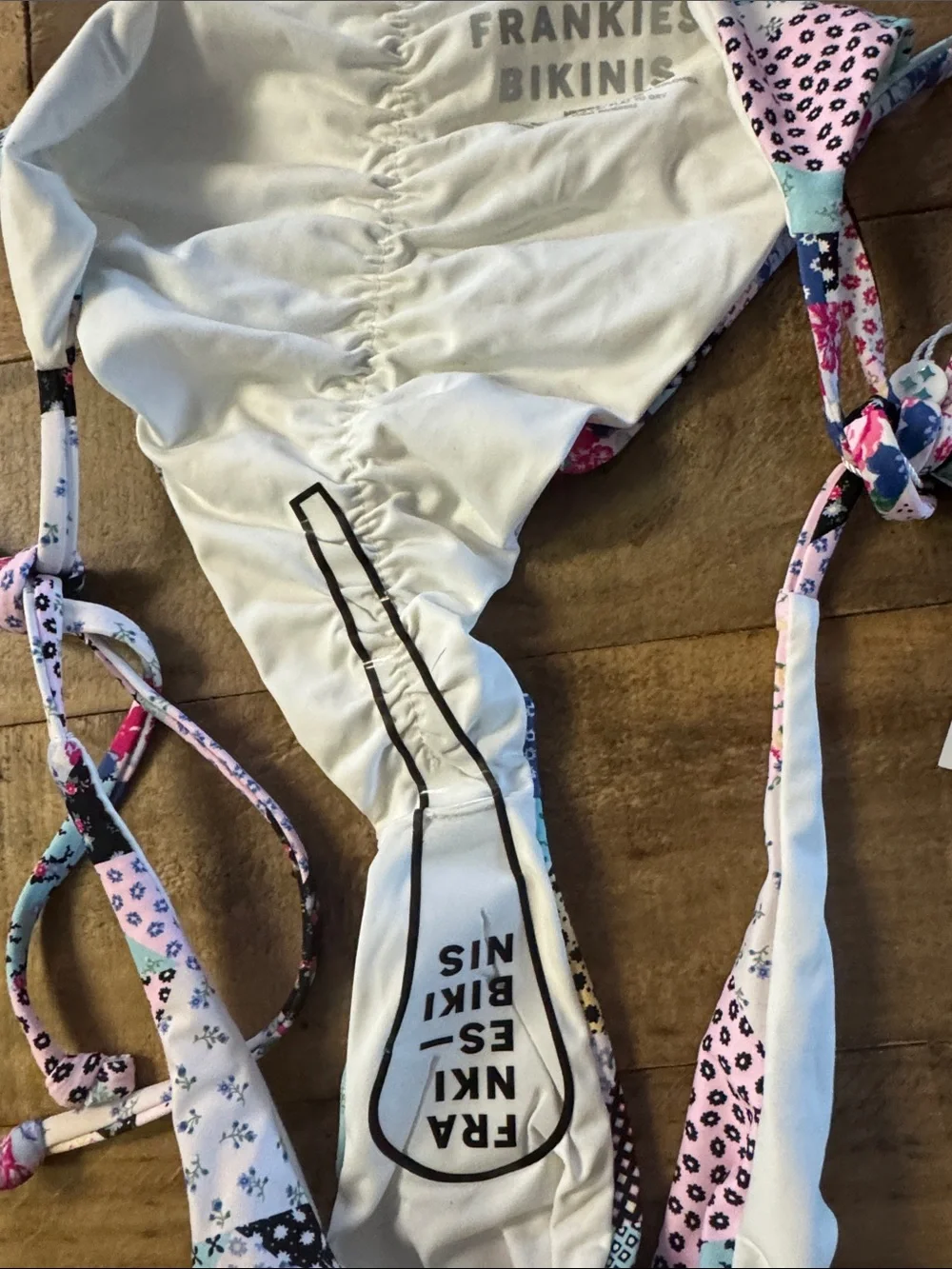 NWT Frankie’s Patchwork Tie-Side Bikini Bottoms in Multi-Color